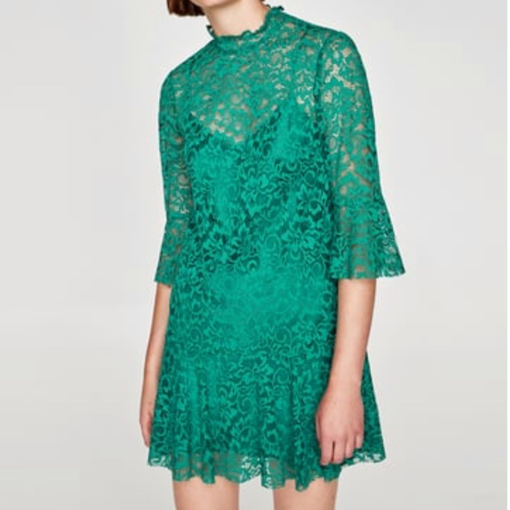 Zara Green Lace Mini Dress